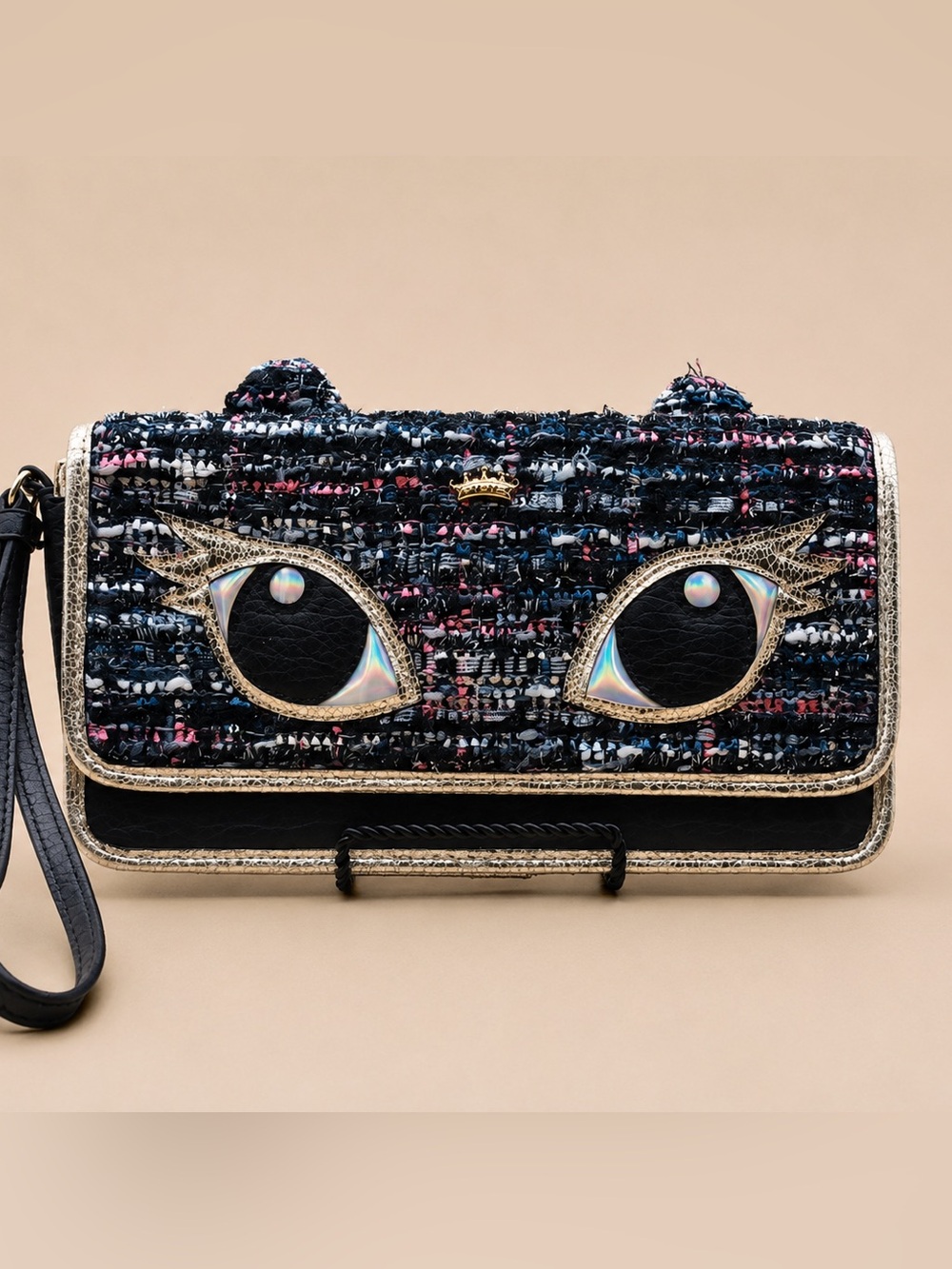 Juicy Couture Tweed Cat Eye Novelty Clutch Y2K Bag